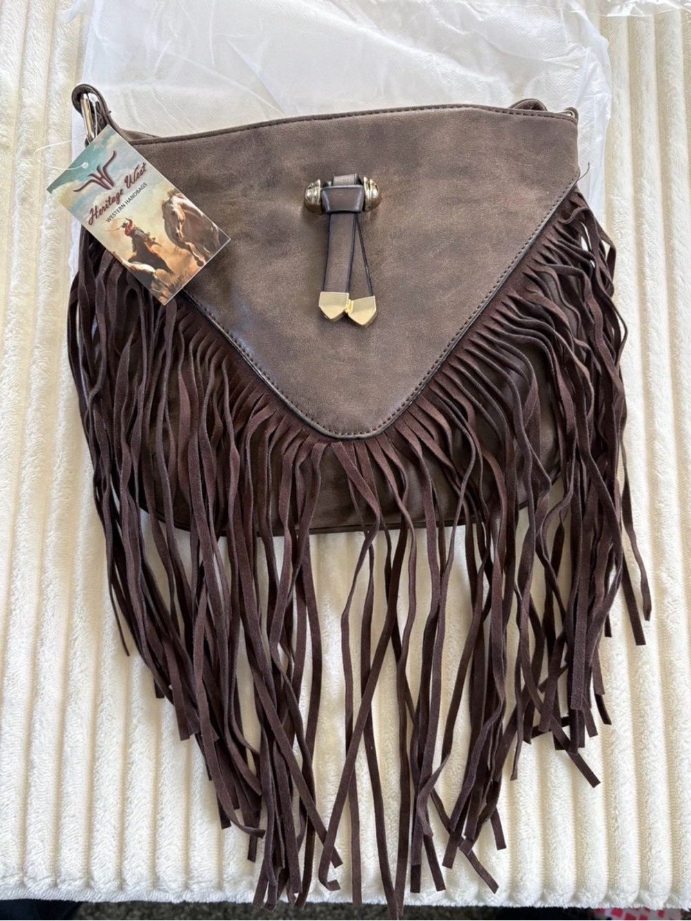 Fringed Shoulder Bag in Dark Brown